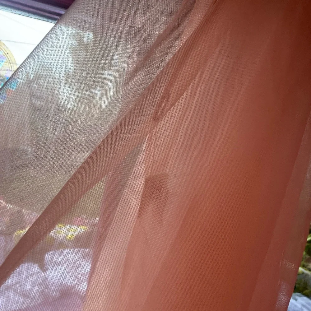 Elegant Peach Dress with Gold Accents - Picture 6 of 7